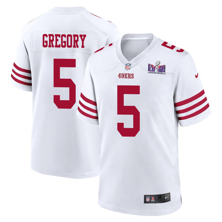 Randy Gregory 5 San Francisco 49ers Super Bowl LVIII Patch Game Men Jersey - White JS8796 Saliibo