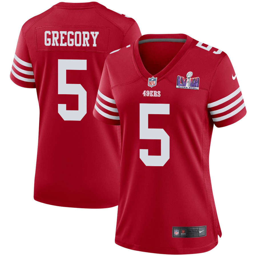 Randy Gregory 5 San Francisco 49ers Super Bowl LVIII Patch Game Women Jersey - Scarlet JS5751 Saliibo