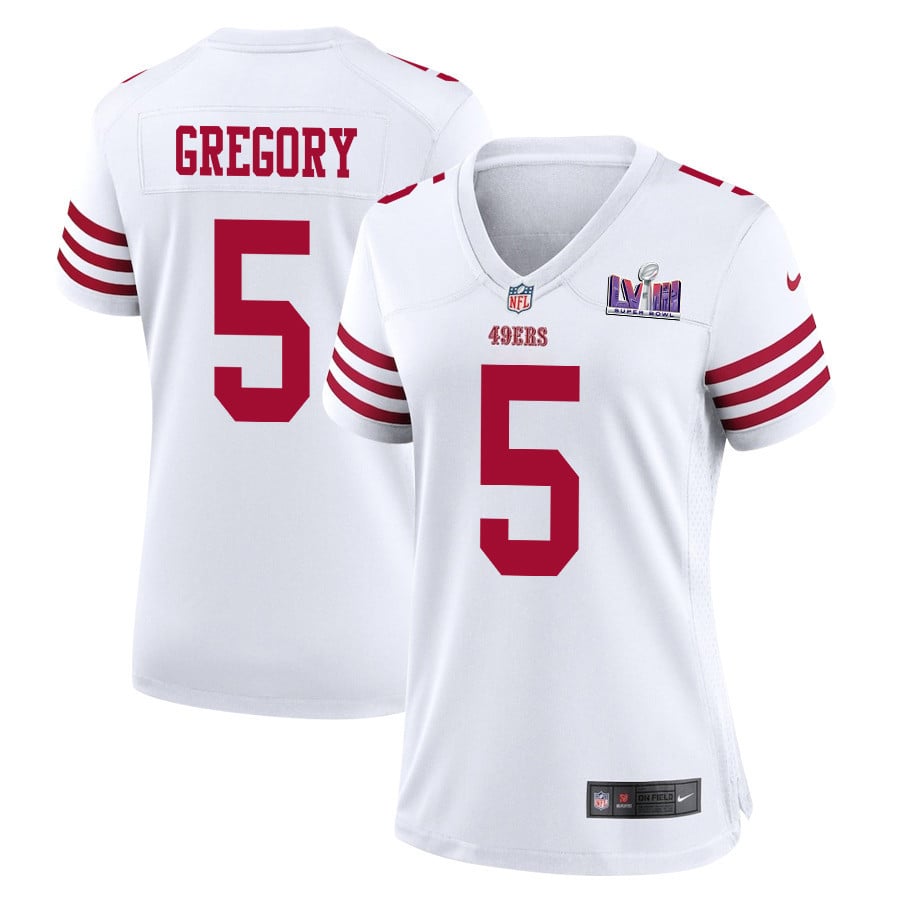 Randy Gregory 5 San Francisco 49ers Super Bowl LVIII Patch Game Women Jersey - White JS8890 Saliibo