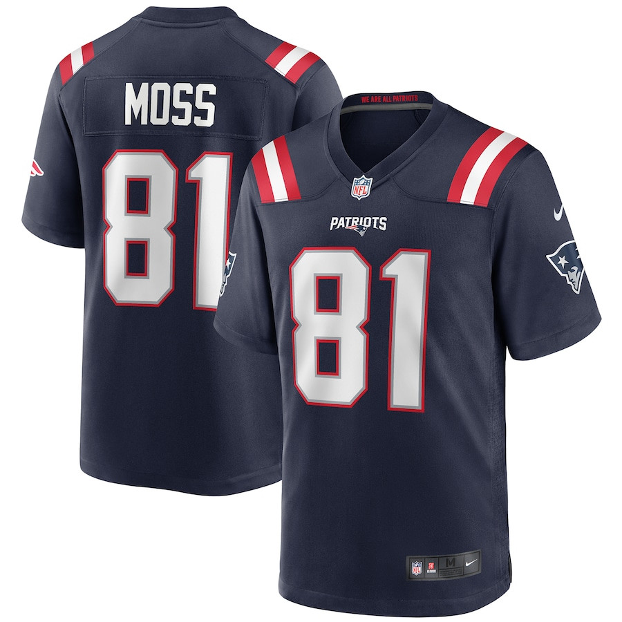 Randy Moss 81 New England Patriots Men Game Retired Jersey - Navy JS8874 Saliibo