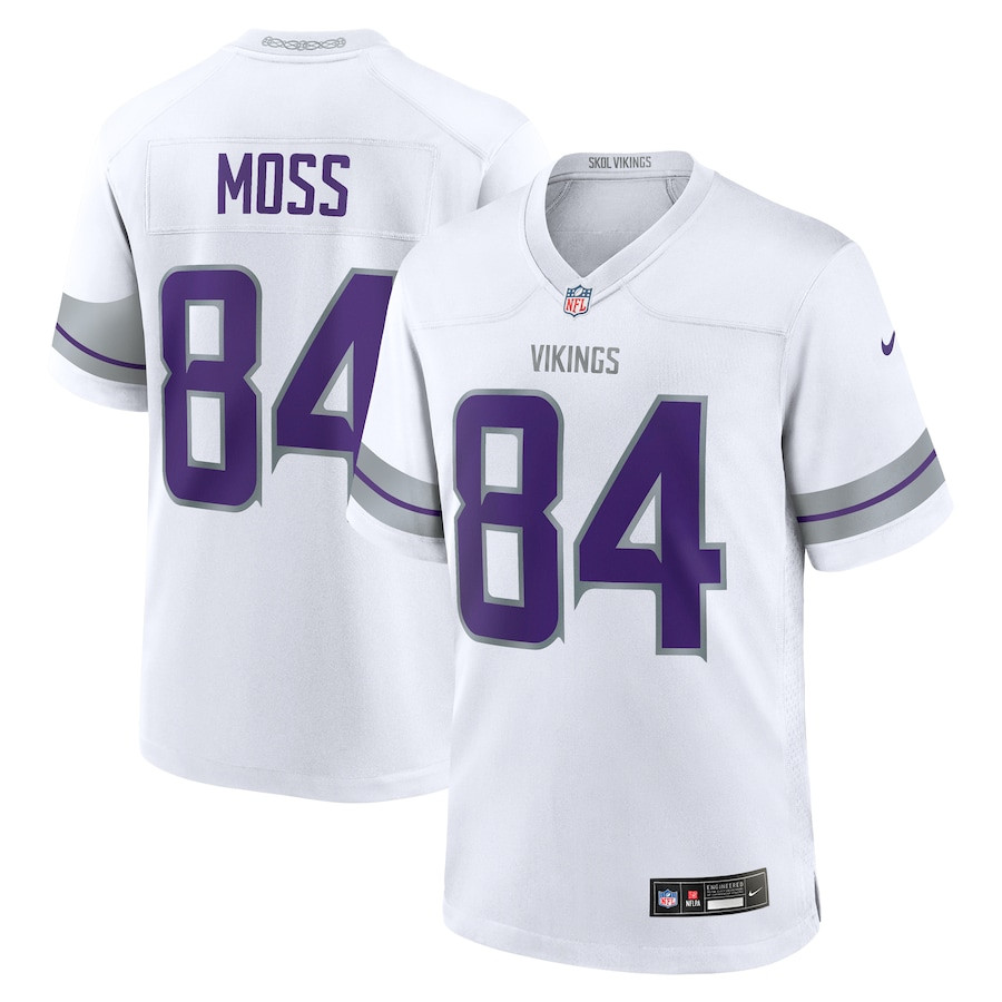 Randy Moss 84 Minnesota Vikings Alternate Retired Player Game Men Jersey - White JS3570 Saliibo