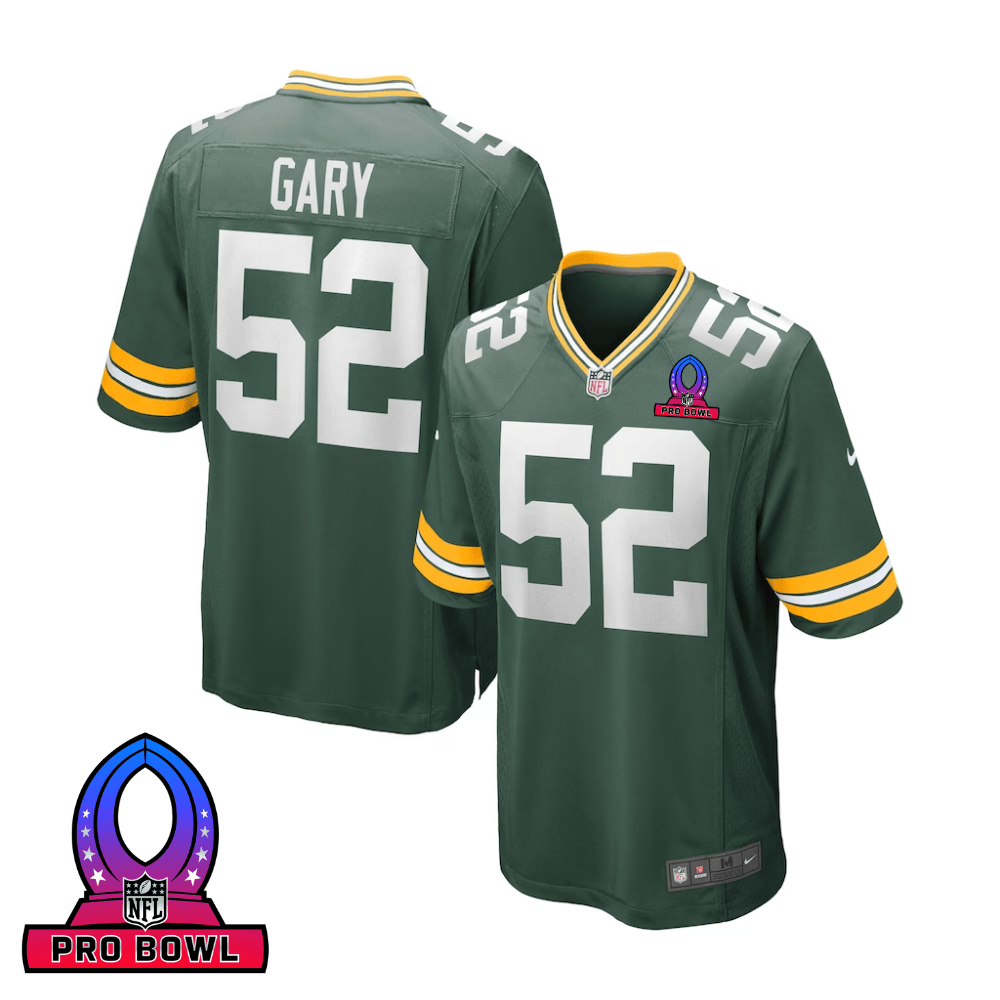 Rashan Gary 52 Green Bay Packers 2025 Pro Bowl Patch Game Men Jersey - Green JS2969 Saliibo
