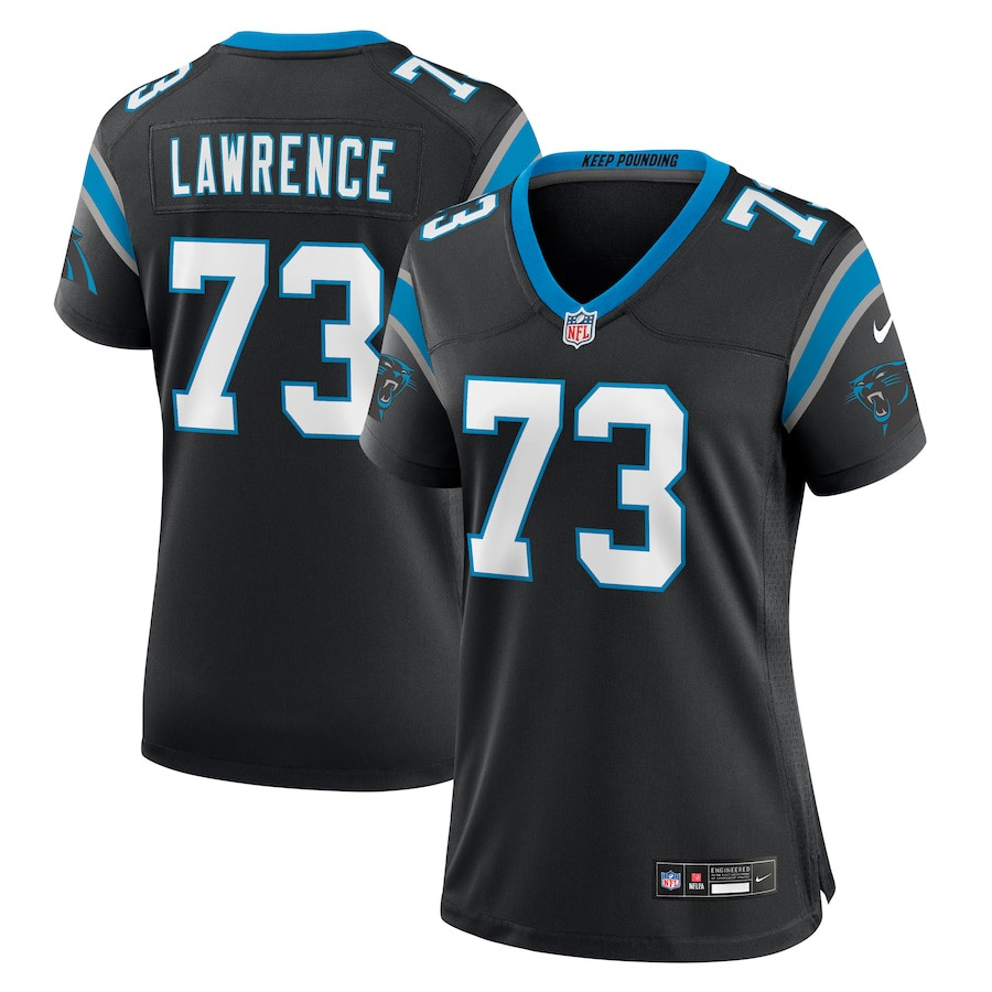 Rashard Lawrence 73 Carolina Panthers Game Women Jersey - Black JS9357 Saliibo