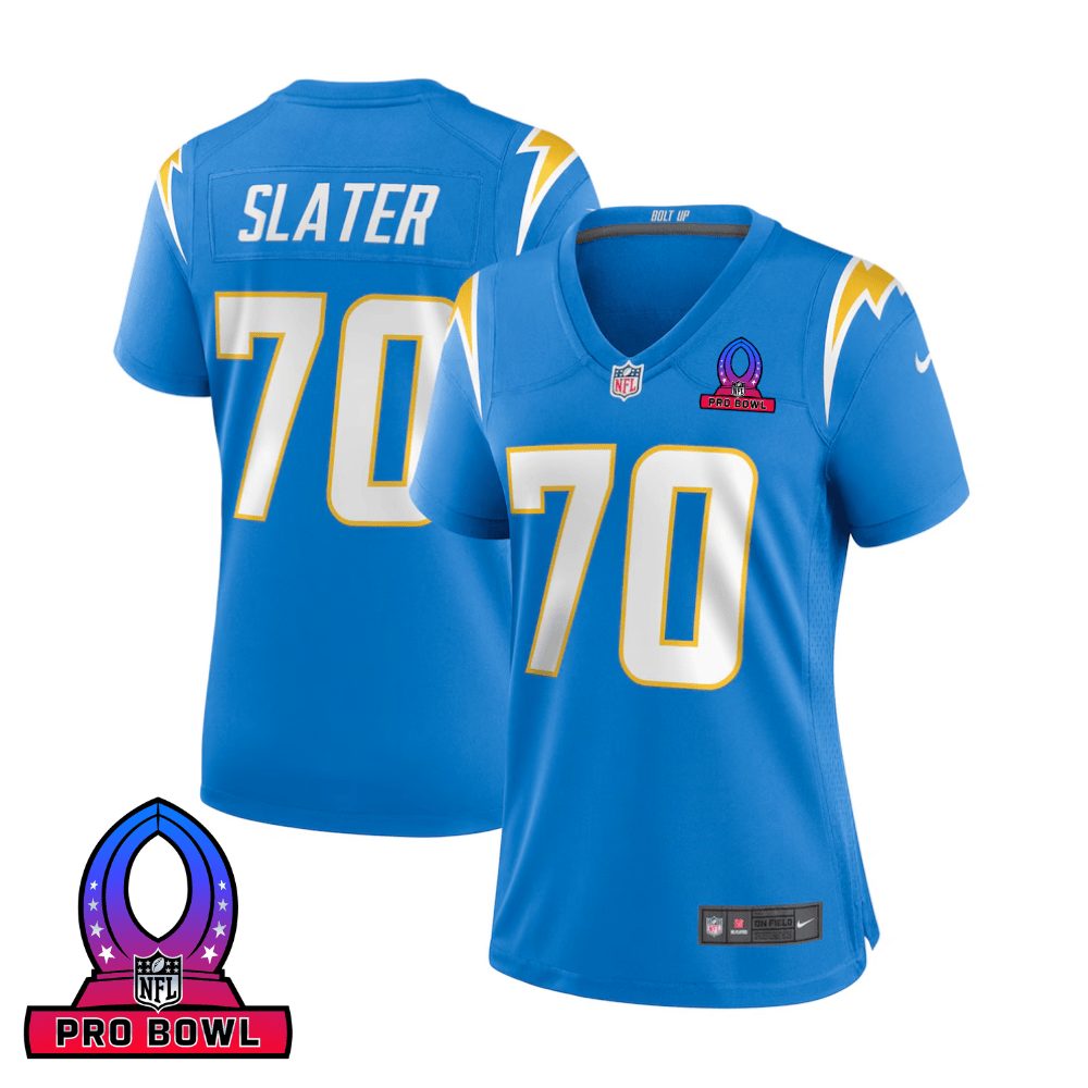Rashawn Slater 70 Los Angeles Chargers 2025 Pro Bowl Patch Women Game Jersey - Powder Blue JS5594 Saliibo