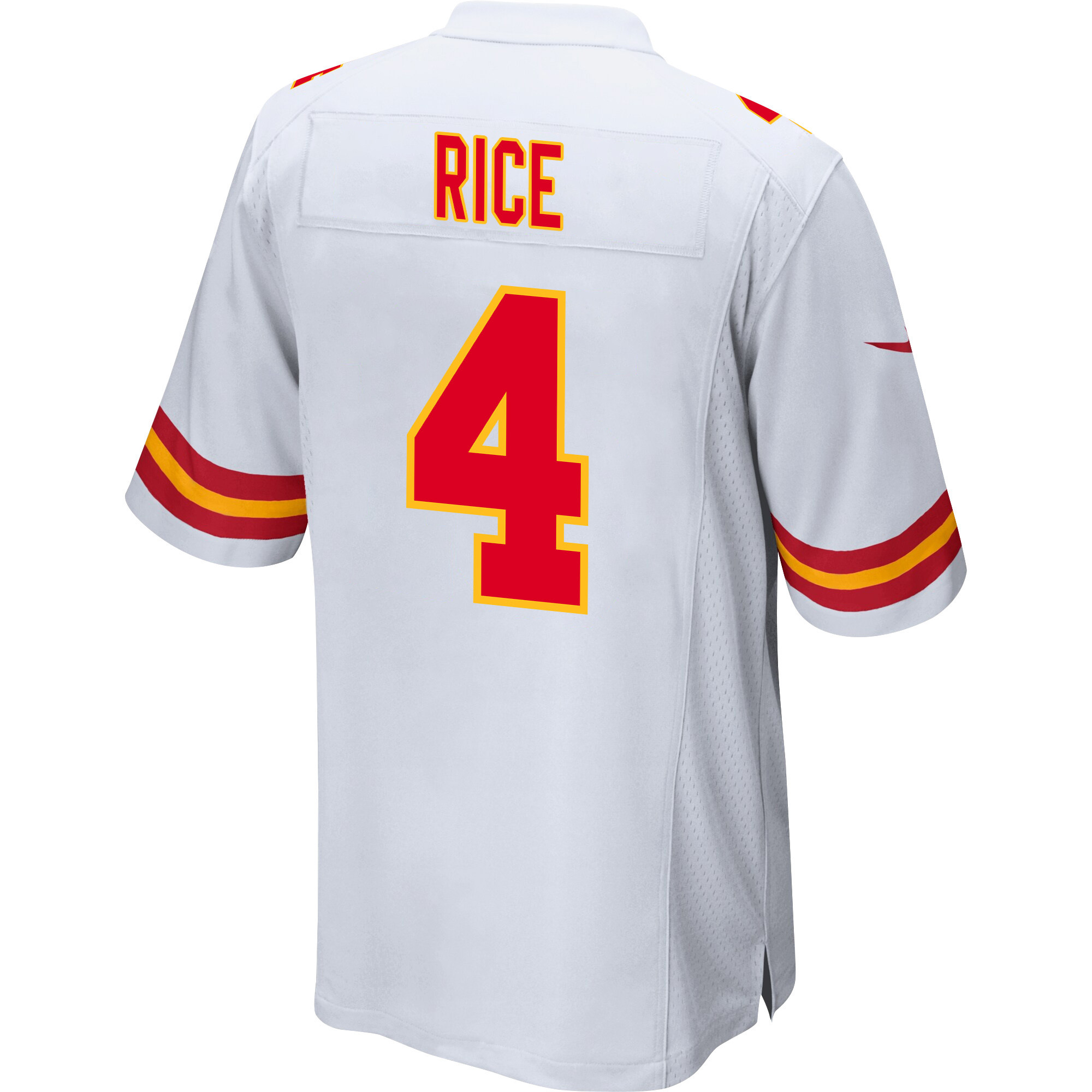 Rashee Rice 4 Kansas City Chiefs Super Bowl LVIII Champions 4 Stars Patch Game Men Jersey - White JS4347 Saliibo - Image 3