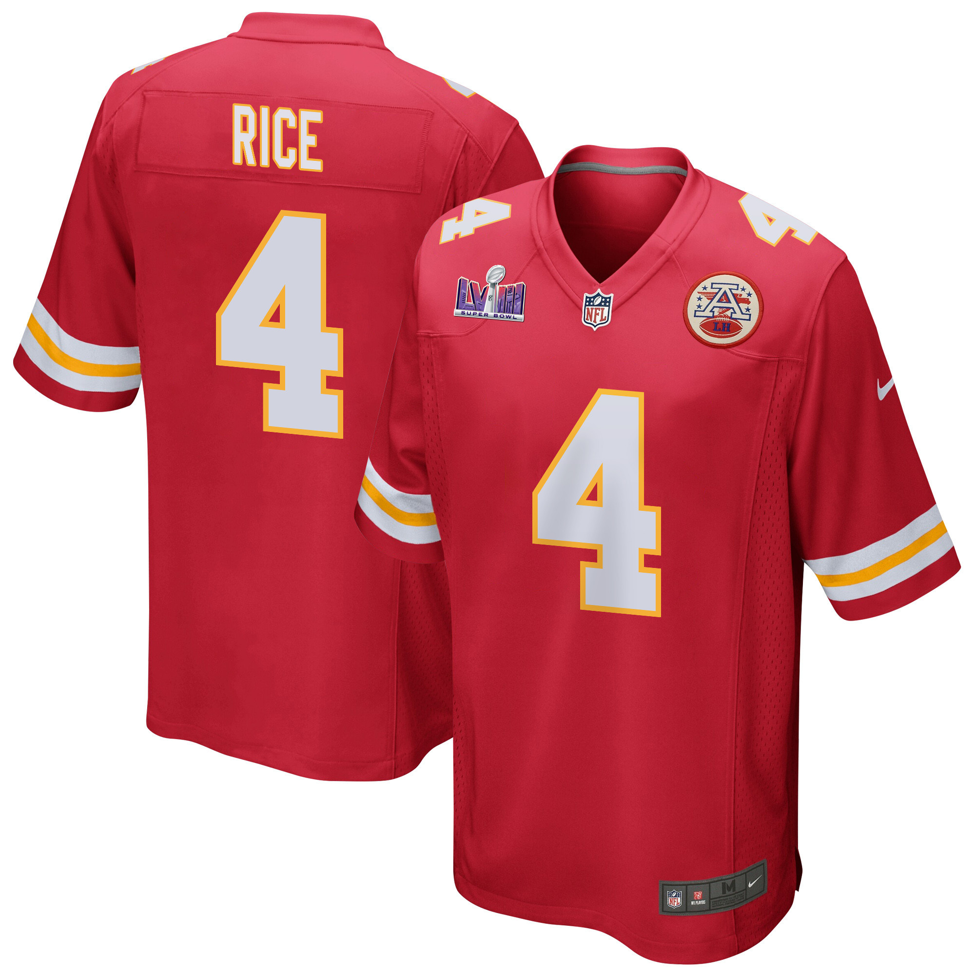 Rashee Rice 4 Kansas City Chiefs Super Bowl LVIII Patch Game Men Jersey - Red JS6678 Saliibo