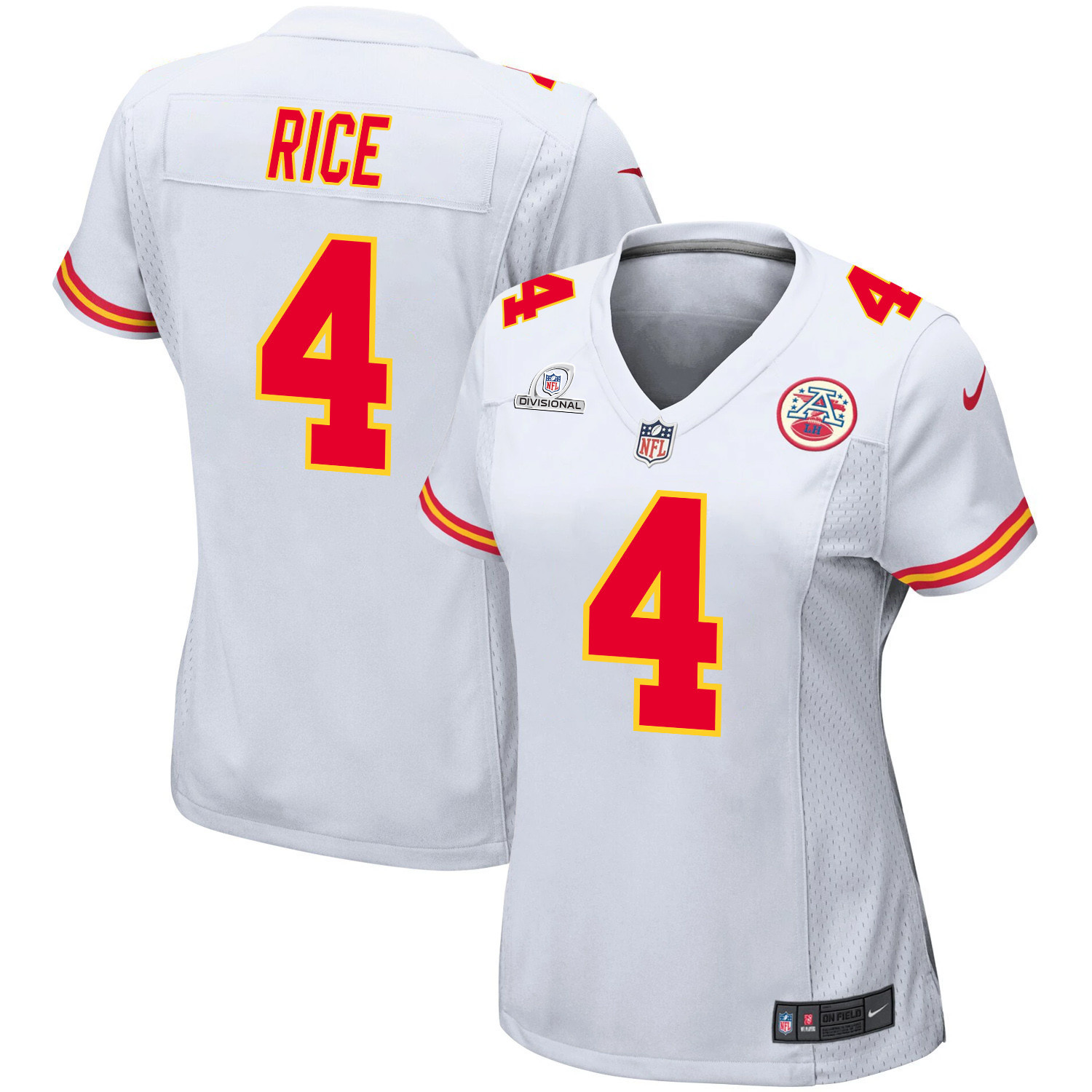 Rashee Rice 4 Kansas City Chiefs Super Bowl LVIII Patch Game Women Jersey - White JS7438 Saliibo