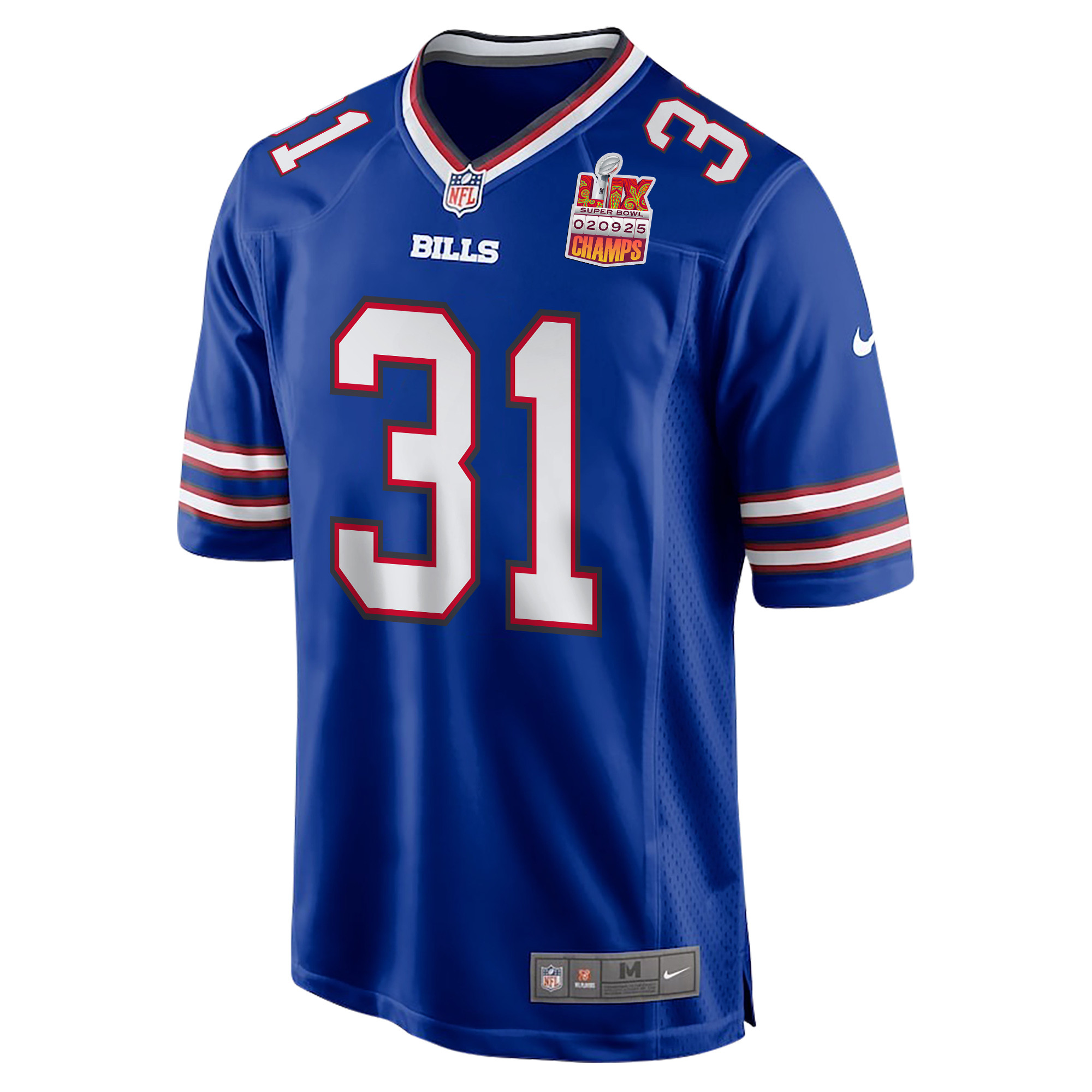Rasul Douglas 31 Buffalo Bills Super Bowl LIX Champions Patch Game Men Jersey - Royal JS9366 Saliibo - Image 3