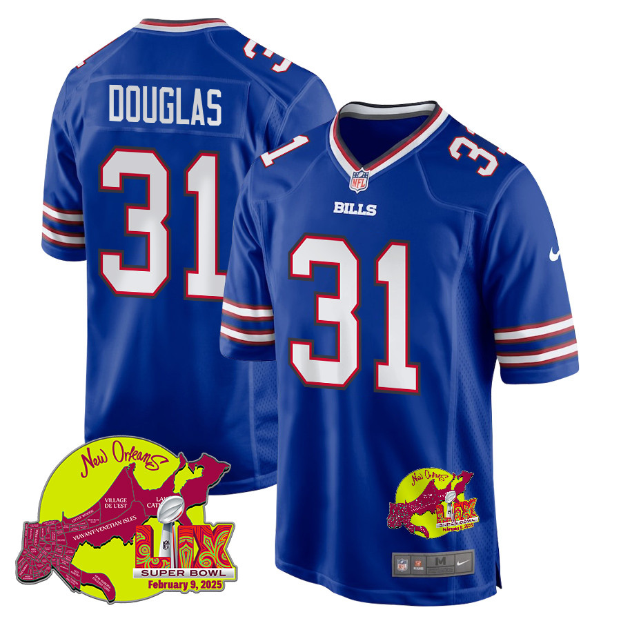 Rasul Douglas 31 Buffalo Bills Super Bowl LIX New Orleans Patch Game Men Jersey - Royal JS8959 Saliibo