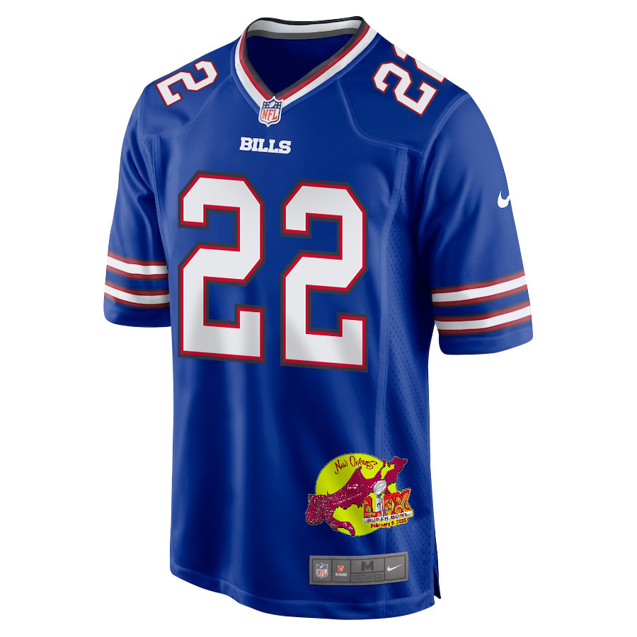 Ray Davis 22 Buffalo Bills Super Bowl LIX New Orleans Patch Game Men Jersey - Royal JS9035 Saliibo - Image 3