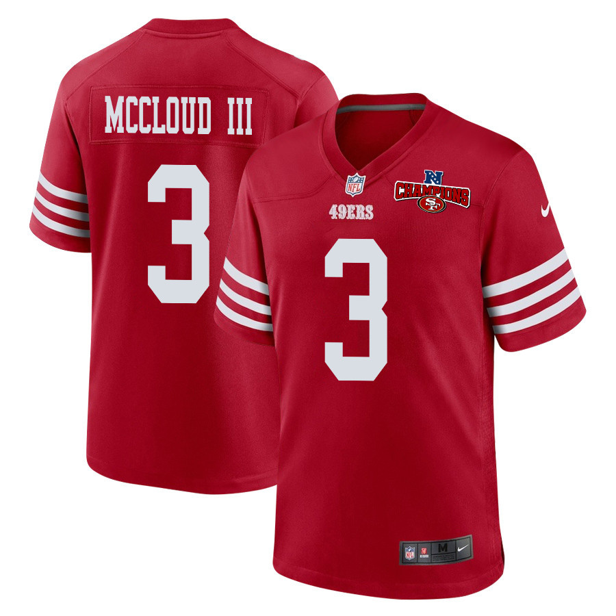 Ray-Ray McCloud III 3 San Francisco 49ers NFC Champions Patch Game Men Jersey - Scarlet JS5713 Saliibo