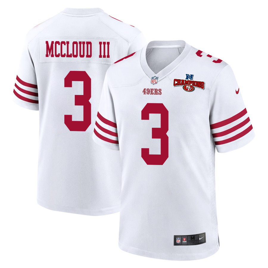 Ray-Ray McCloud III 3 San Francisco 49ers NFC Champions Patch Game Men Jersey - White JS2308 Saliibo