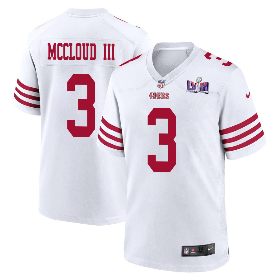 Ray-Ray McCloud III 3 San Francisco 49ers Super Bowl LVIII Patch Game Men Jersey - White JS4636 Saliibo