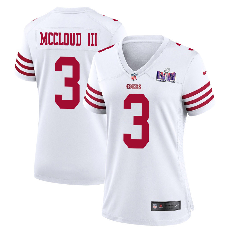 Ray-Ray McCloud III 3 San Francisco 49ers Super Bowl LVIII Patch Game Women Jersey - White JS3513 Saliibo