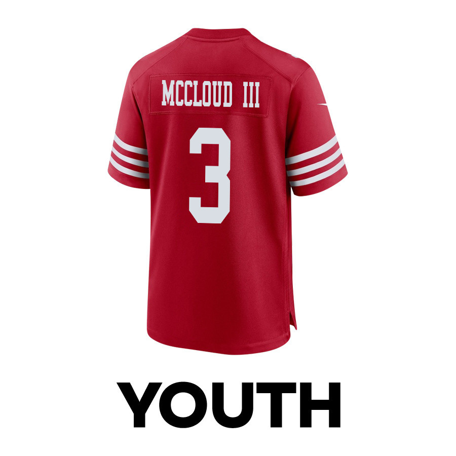 Ray-Ray McCloud III 3 San Francisco 49ers Super Bowl LVIII Patch Game YOUTH Jersey - Scarlet JS4606 Saliibo - Image 3