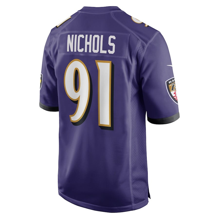 Rayshad Nichols 91 Baltimore Ravens Team Game Men Jersey - Purple JS7954 Saliibo - Image 3