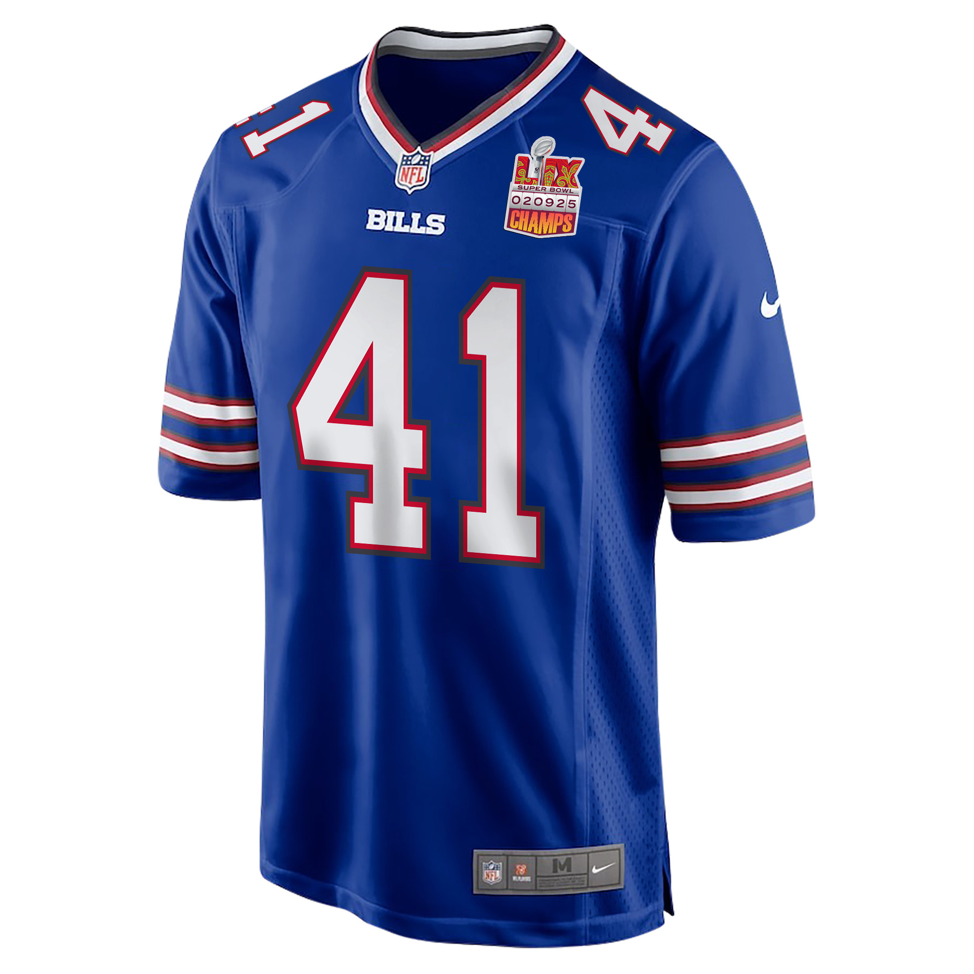 Reggie Gilliam 41 Buffalo Bills Super Bowl LIX Champions Patch Game Men Jersey - Royal JS5183 Saliibo - Image 3