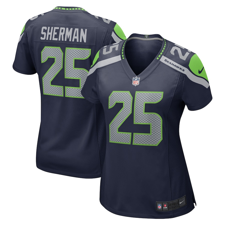 Richard Sherman 25 Seattle Seahawks Women Retired Game Jersey - College Navy JS8466 Saliibo