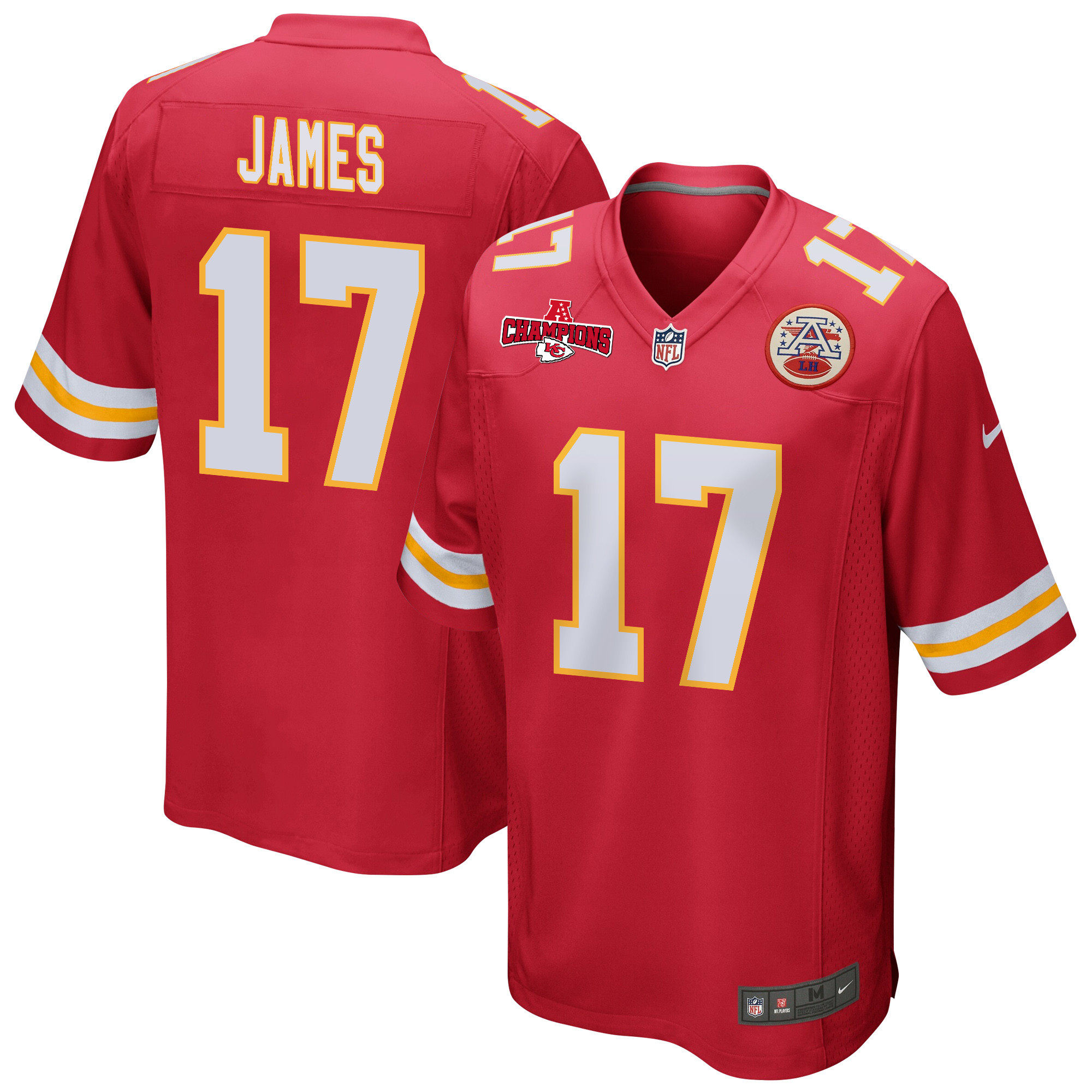 Richie James 17 Kansas City Chiefs AFC Champions Patch Game Men Jersey - Red JS1910 Saliibo