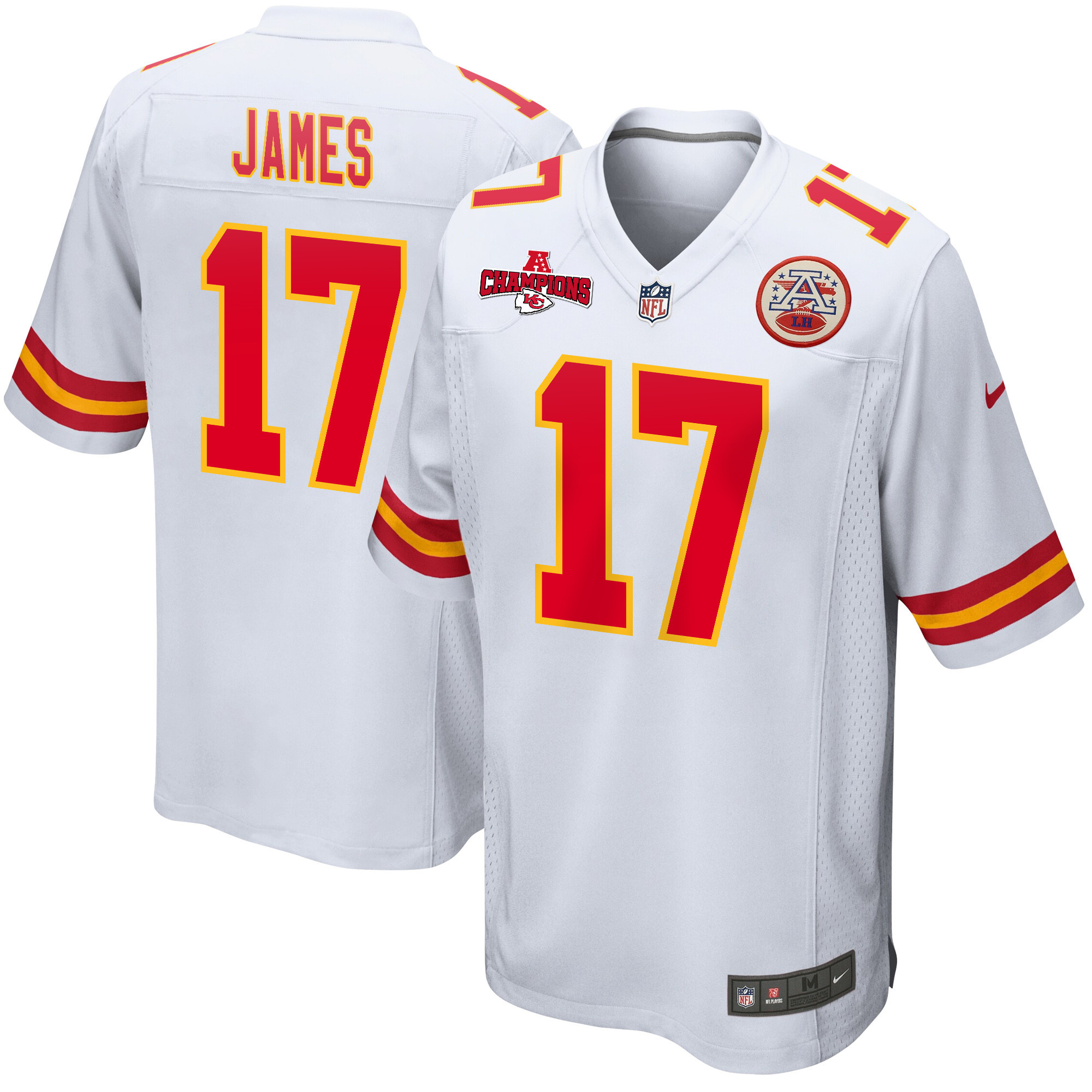 Richie James 17 Kansas City Chiefs AFC Champions Patch Game Men Jersey - White JS5228 Saliibo