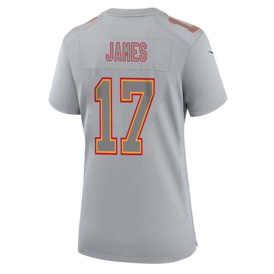 Richie James 17 Kansas City Chiefs Super Bowl LVIII Champions 4 Stars Patch Atmosphere Fashion Game Women Jersey - Gray JS6173 Saliibo - Image 3