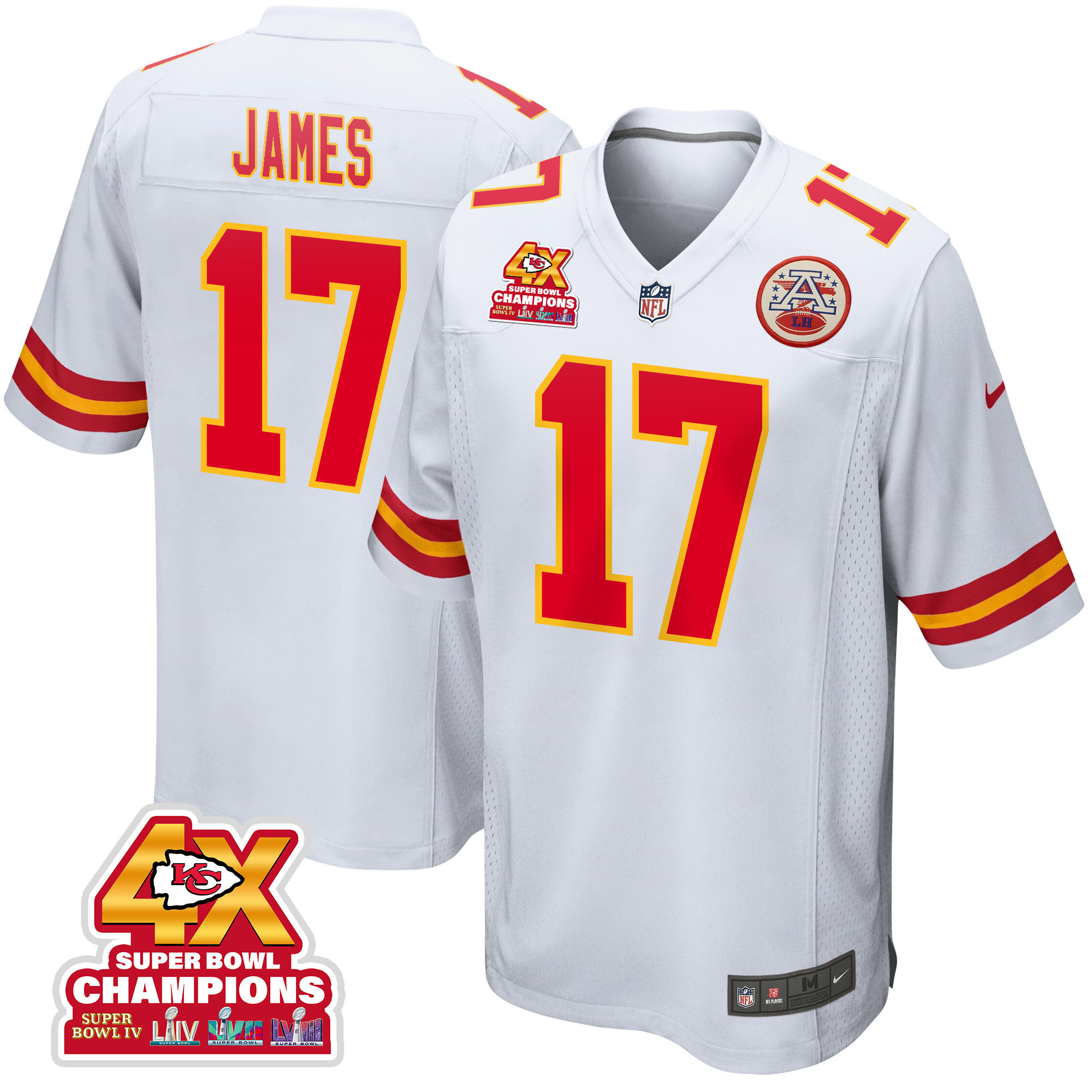 Richie James 17 Kansas City Chiefs Super Bowl LVIII Champions 4X Game Men Jersey - White JS5047 Saliibo