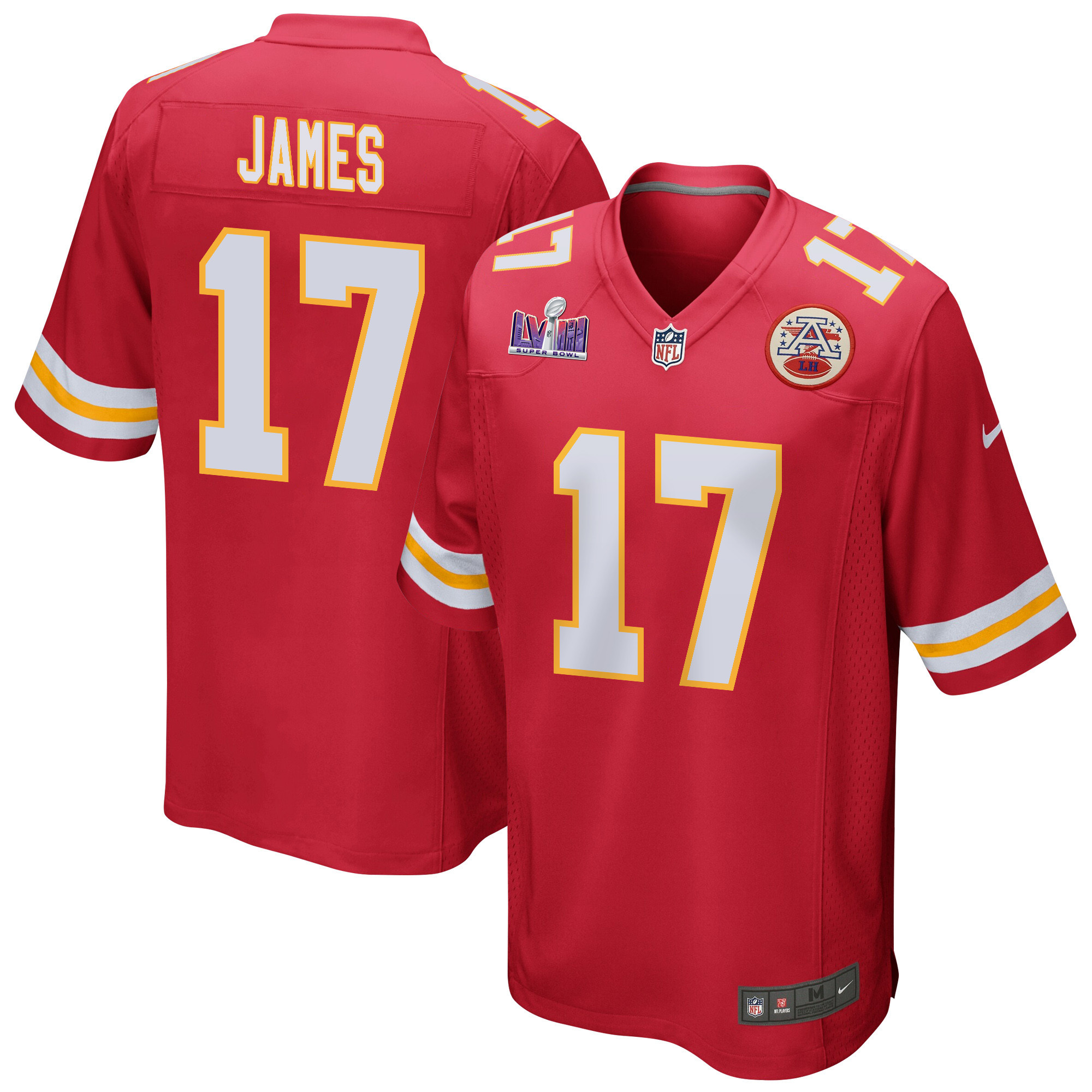 Richie James 17 Kansas City Chiefs Super Bowl LVIII Patch Game Men Jersey - Red JS2165 Saliibo