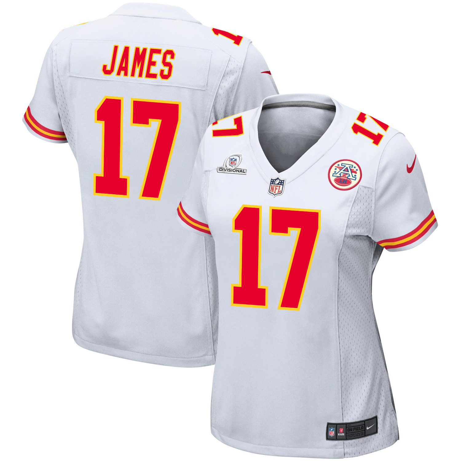 Richie James 17 Kansas City Chiefs Super Bowl LVIII Patch Game Women Jersey - White JS6306 Saliibo