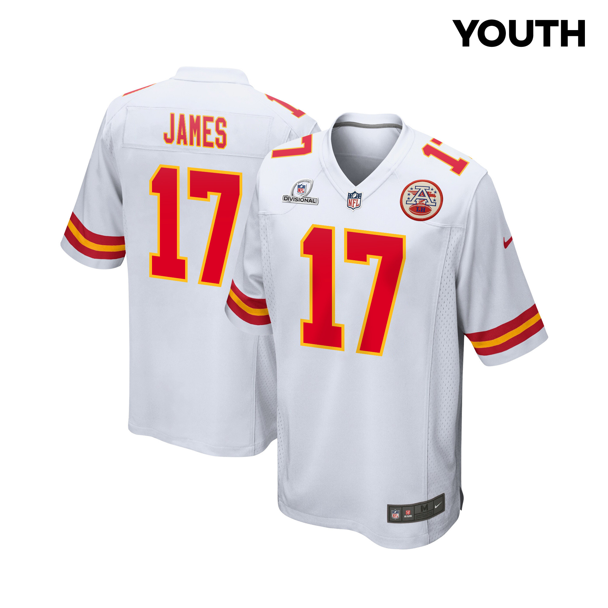 Richie James 17 Kansas City Chiefs Super Bowl LVIII Patch Game YOUTH Jersey - White JS8404 Saliibo