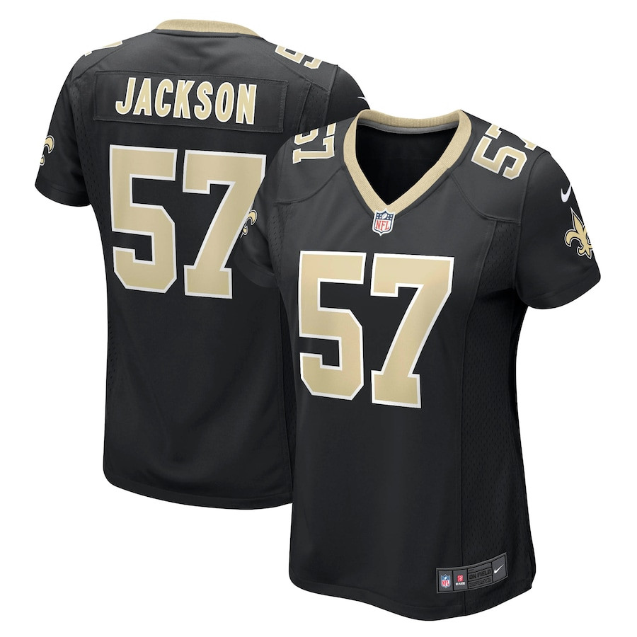 Rickey Jackson 57 New Orleans Saints Women Retired Jersey - Black JS1730 Saliibo