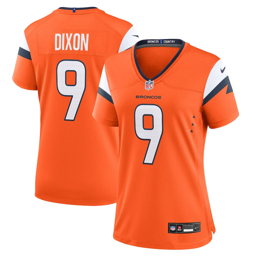 Riley Dixon 9 Denver Broncos Women's Team Game Jersey - Orange JS9303 Saliibo
