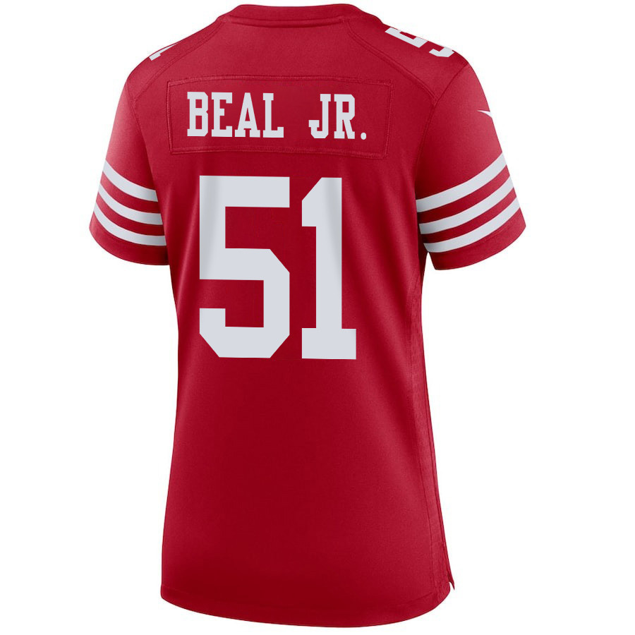 Robert Beal Jr. 51 San Francisco 49ers Super Bowl LVIII Patch Game Women Jersey - Scarlet JS8722 Saliibo - Image 3