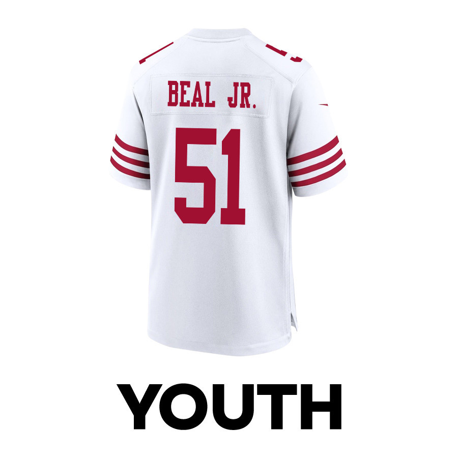 Robert Beal Jr. 51 San Francisco 49ers Super Bowl LVIII Patch Game YOUTH Jersey - White JS6502 Saliibo - Image 3