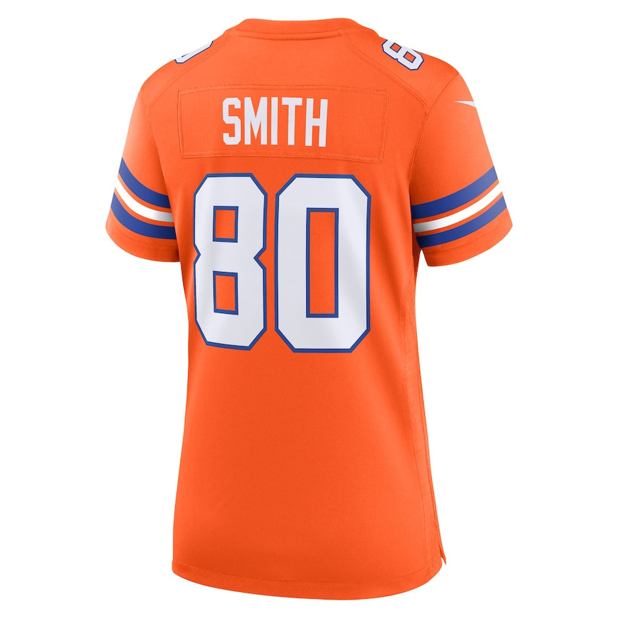 Rod Smith 80 Denver Broncos Women's Mile High Collection 1977 Throwback Retired Player Game Jersey - Orange JS1453 Saliibo - Image 3