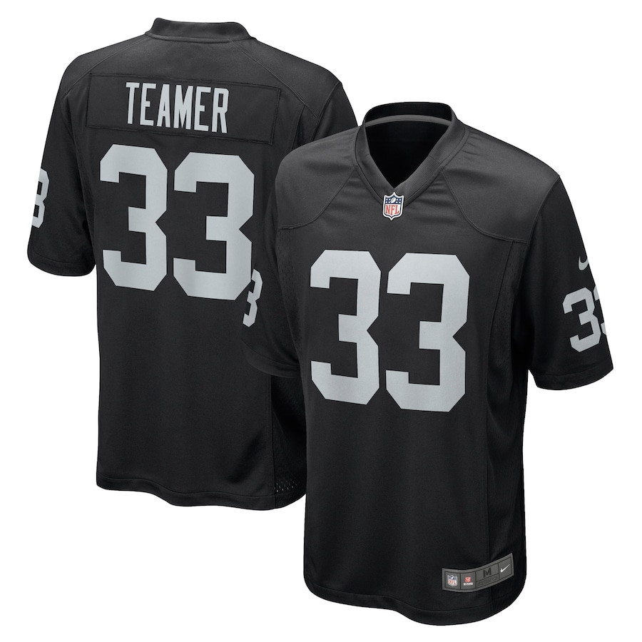 Roderic Teamer 33 Las Vegas Raiders Men Game Jersey - Black JS3305 Saliibo