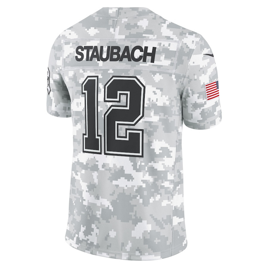 Roger Staubach 12 Dallas Cowboys 2024 Salute to Service Retired Player Limited Men Jersey - Arctic Camo JS8057 Saliibo - Image 3