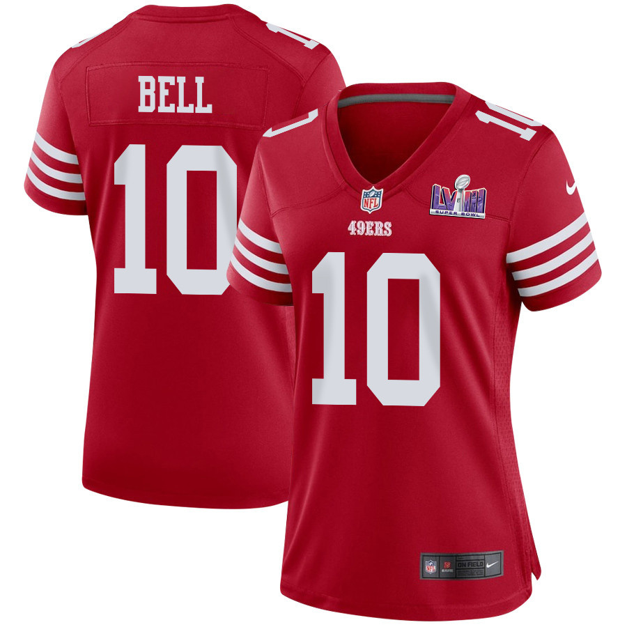 Ronnie Bell 10 San Francisco 49ers Super Bowl LVIII Patch Game Women Jersey - Scarlet JS6397 Saliibo