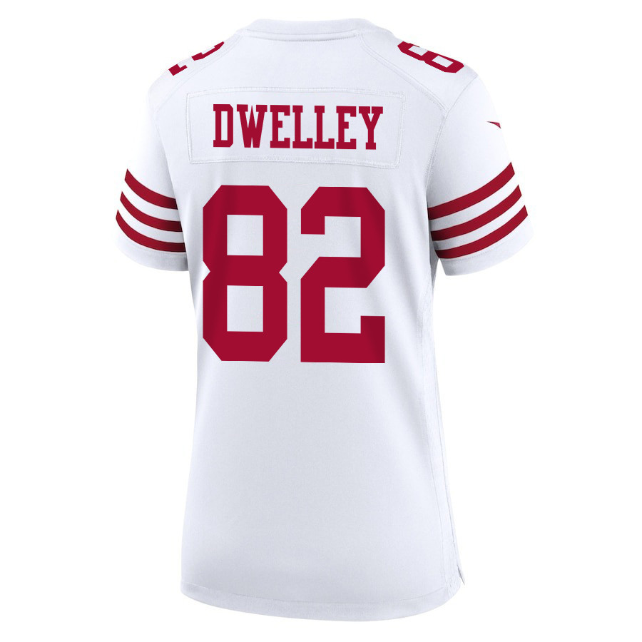 Ross Dwelley 82 San Francisco 49ers Super Bowl LVIII Patch Game Women Jersey - White JS1378 Saliibo - Image 3