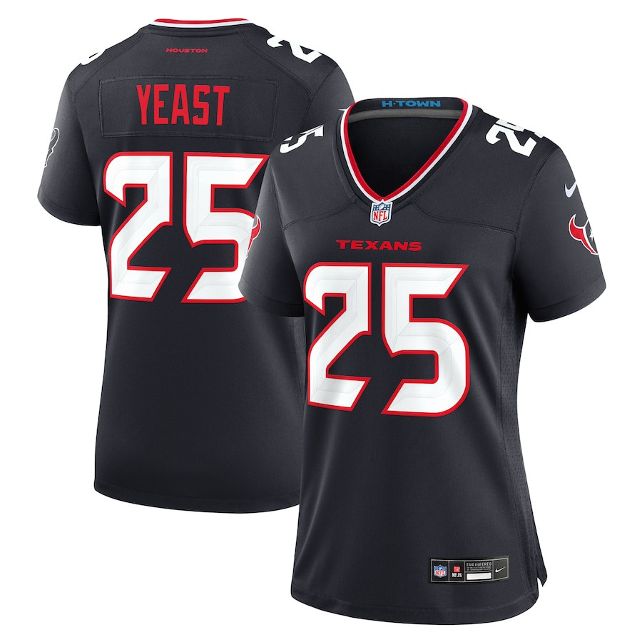 Russ Yeast 25 Houston Texans Women's Team Game Jersey - Navy JS1468 Saliibo