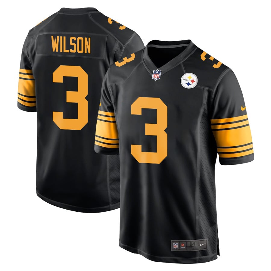 Russell Wilson 3 Pittsburgh Steelers Alternate Game Men Jersey - Black JS5495 Saliibo