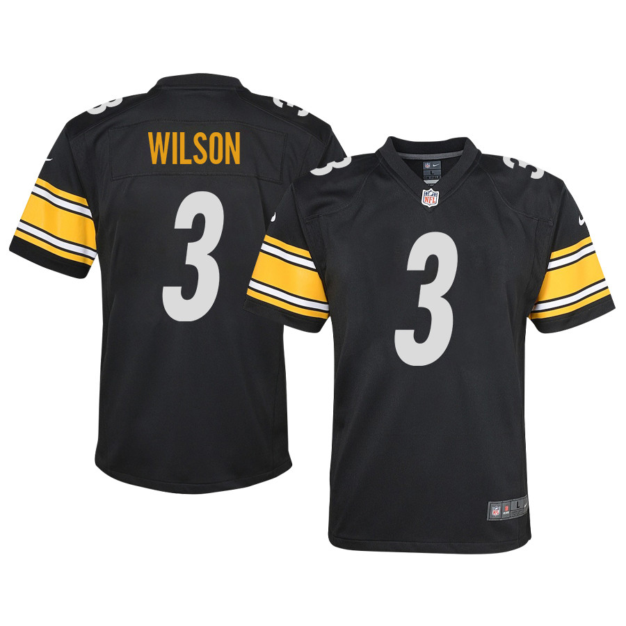 Russell Wilson 3 Pittsburgh Steelers Game YOUTH Jersey - Black JS7570 Saliibo