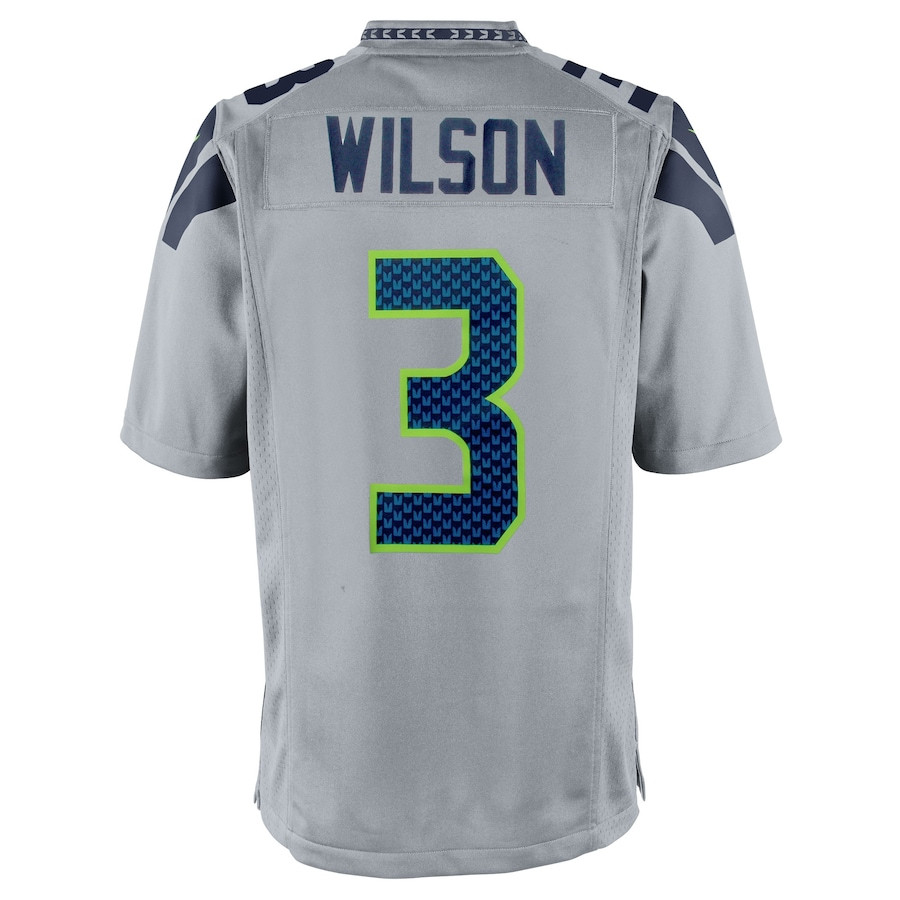 Russell Wilson 3 Seattle Seahawks Men Alternate Game Jersey - Gray JS7488 Saliibo - Image 3