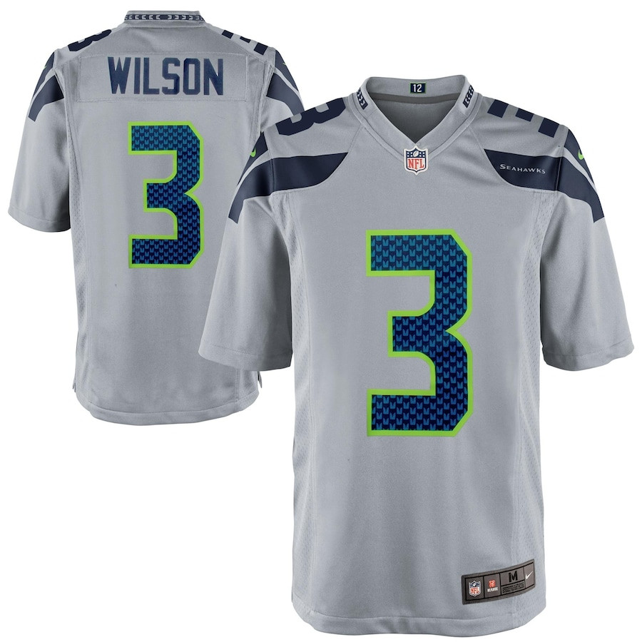 Russell Wilson 3 Seattle Seahawks Men Alternate Game Jersey - Gray JS7488 Saliibo