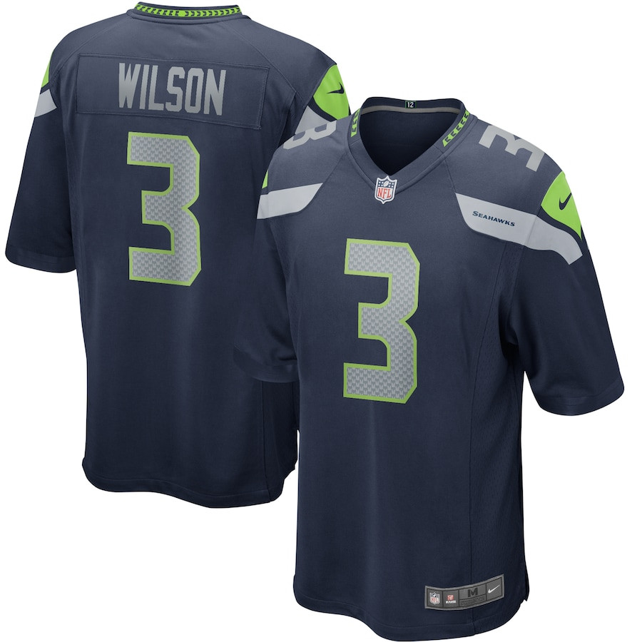 Russell Wilson 3 Seattle Seahawks Men Game Jersey - College Navy JS1949 Saliibo