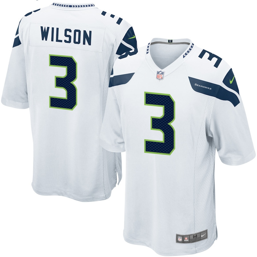 Russell Wilson 3 Seattle Seahawks Men Game Jersey - White JS8373 Saliibo