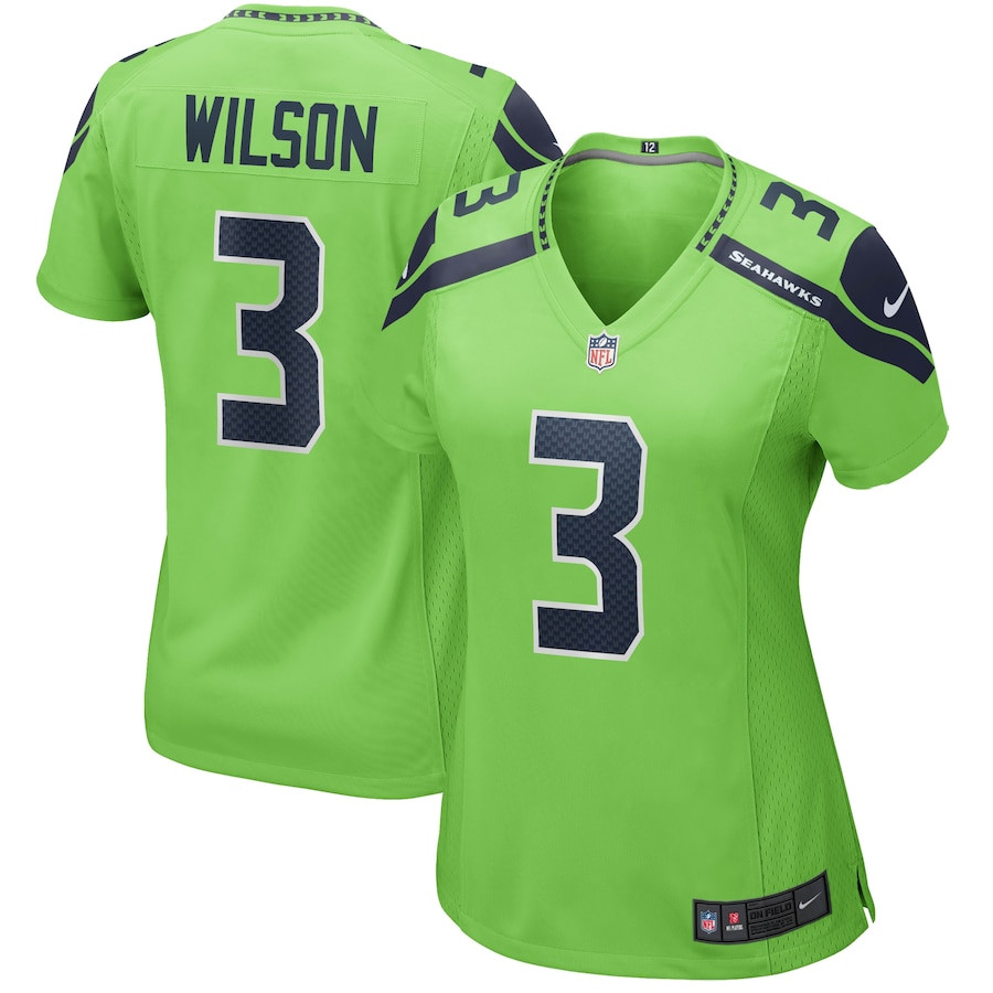 Russell Wilson 3 Seattle Seahawks Women Alternate Game Jersey - Neon Green JS6698 Saliibo