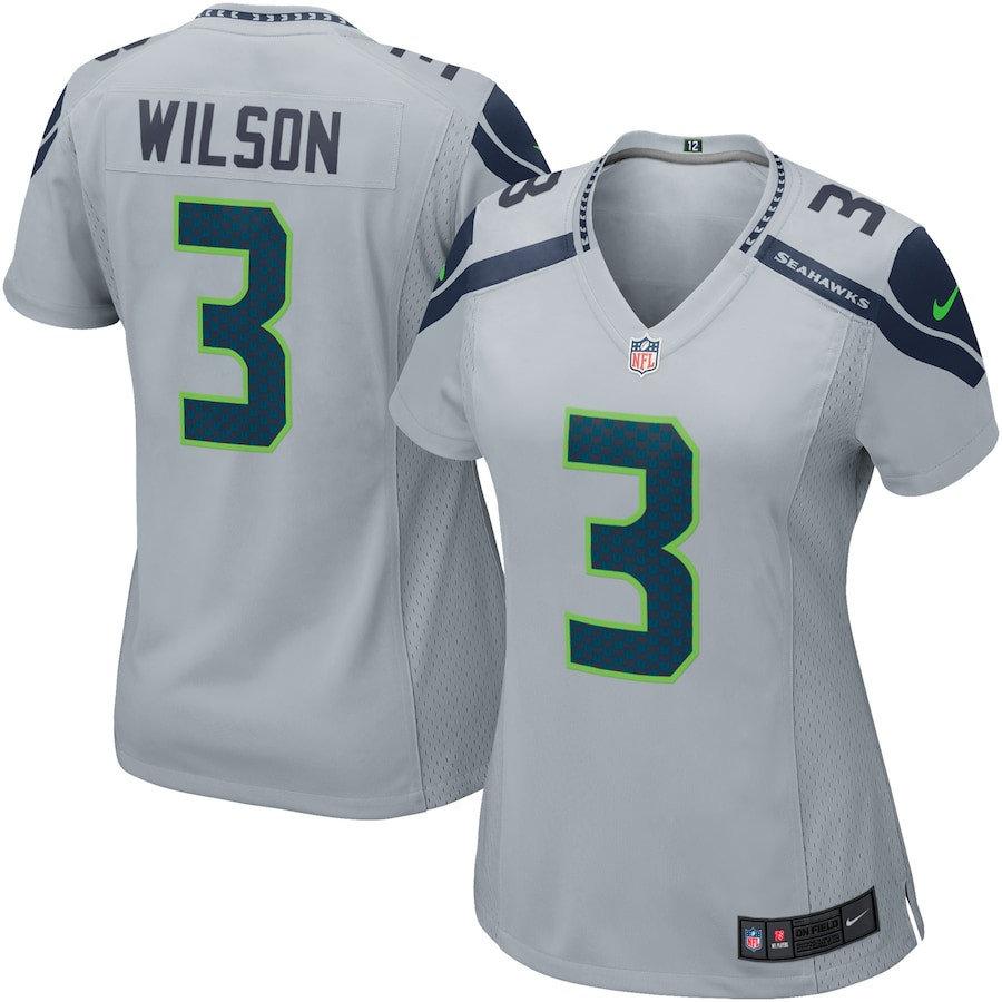 Russell Wilson 3 Seattle Seahawks Women Game Jersey - Gray JS4203 Saliibo