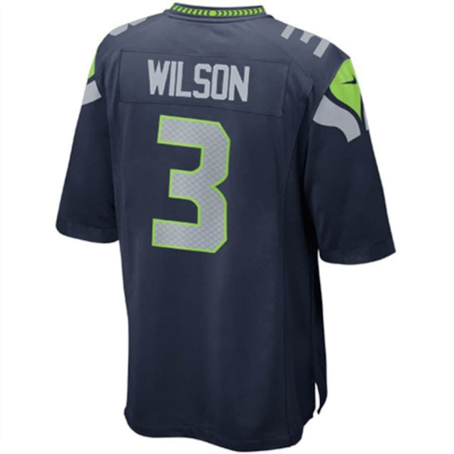 Russell Wilson 3 Seattle Seahawks YOUTH Team Color Game Jersey - College Navy JS2562 Saliibo - Image 3