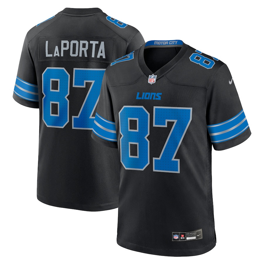 Sam LaPorta 87 Detroit Lions 2nd Alternate Game Men Jersey - Black JS9796 Saliibo