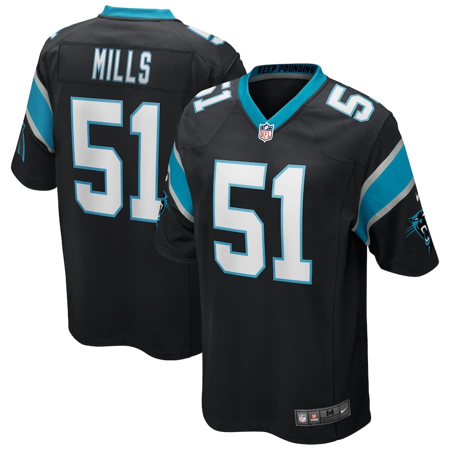 Sam Mills 51 Carolina Panthers Men Game Retired Jersey - Black JS2685 Saliibo